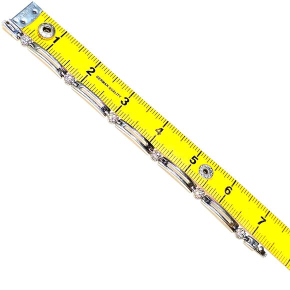 Silver Tone Wide Link Rhinestone MARKS & SPENCER Tennis Bracelet - Picture 5 of 6